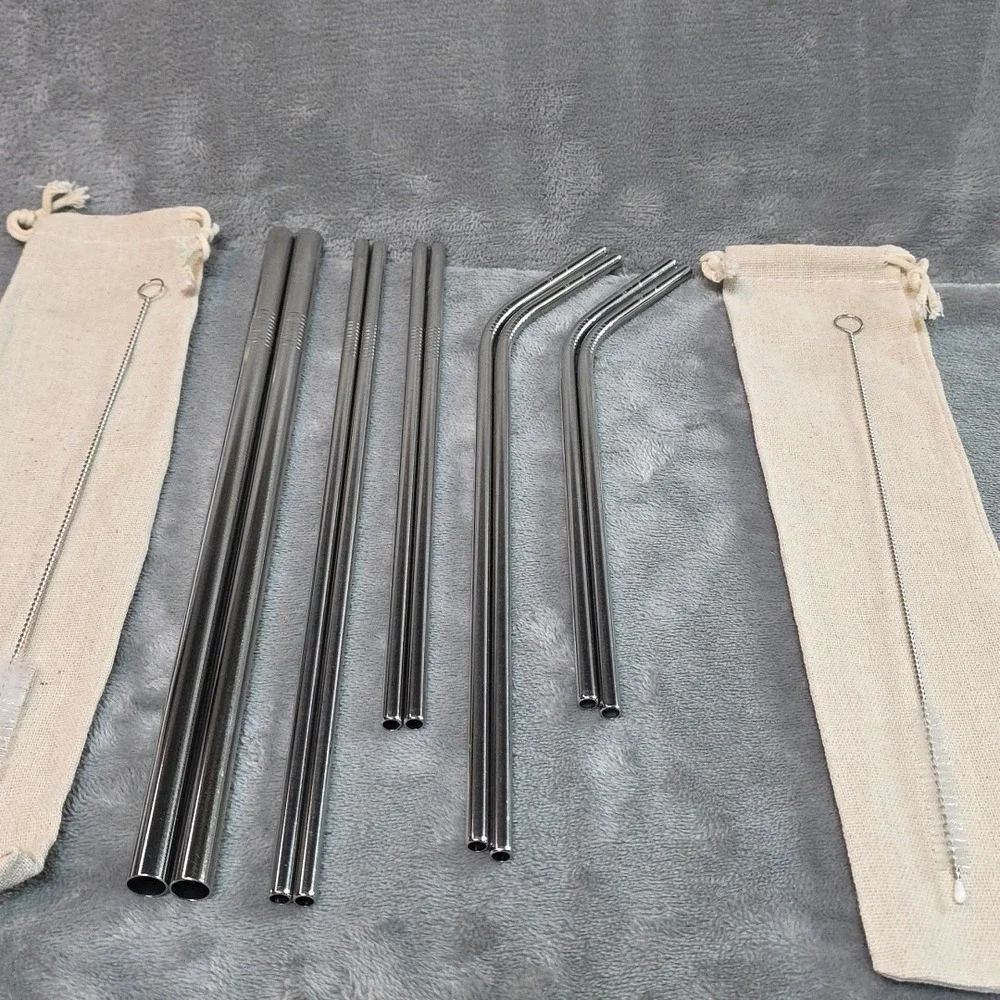 Stainless Steel Straw Set 14 Pc Hiking Camping‎ Reusable